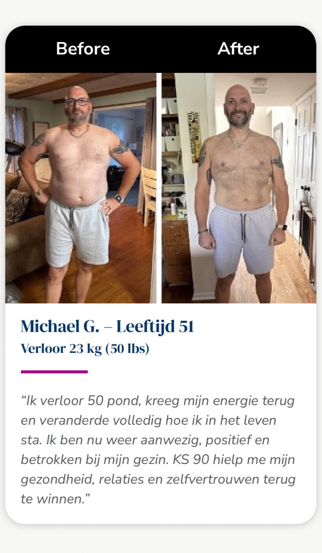 Kickstart90 voor en na van Michael G., 51, bron Isagenix