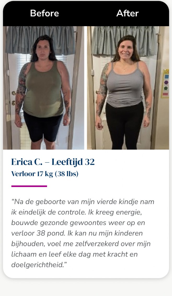 Kickstart90 voor en na van Erica C., 32, bron Isagenix