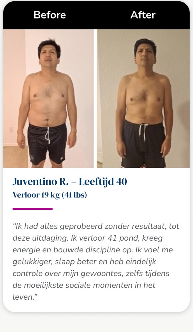 Kickstart90 voor en na van Juventino R., 40, bron Isagenix