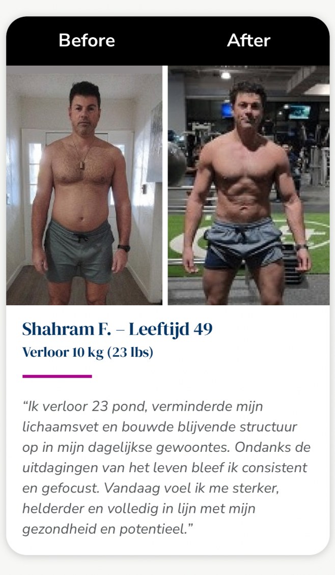 Kickstart90 voor en na van Shahram F., 49, bron Isagenix