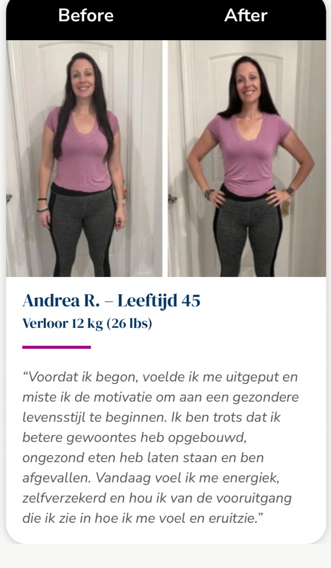 Kickstart90 voor en na van Andrea R., 45, bron Isagenix