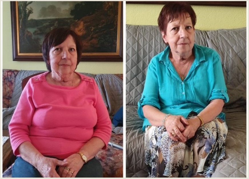 Voor en na Body Reset, oudere vrouw zittend op de bank