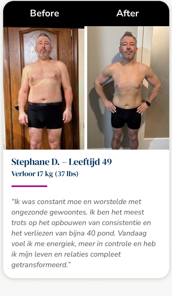 Kickstart90 voor en na van Stephane D., 49, bron Isagenix